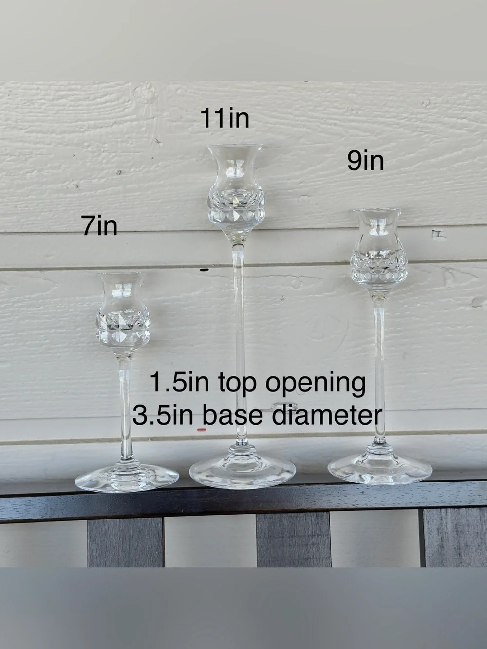 Vintage Kosta Boda GÖRAN WÄRFF “Prince” Set of 3 Crystal Tapered Candlesticks